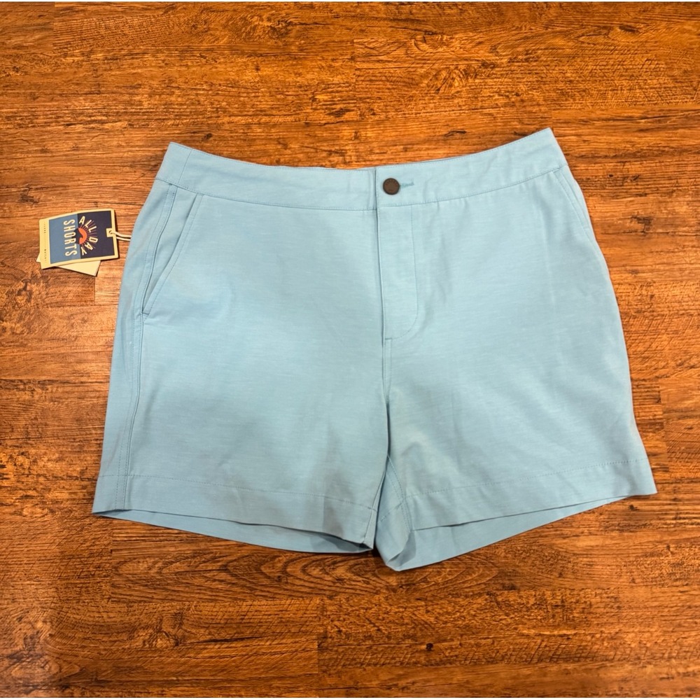 Faherty Summer Blue Teal Performance Casual Golf Chino All Day Shorts Men's 33x5